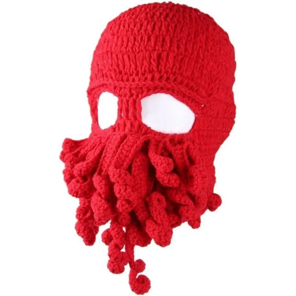 Men Red Bearded Beanie Octopus Pirate Vagabond Hat